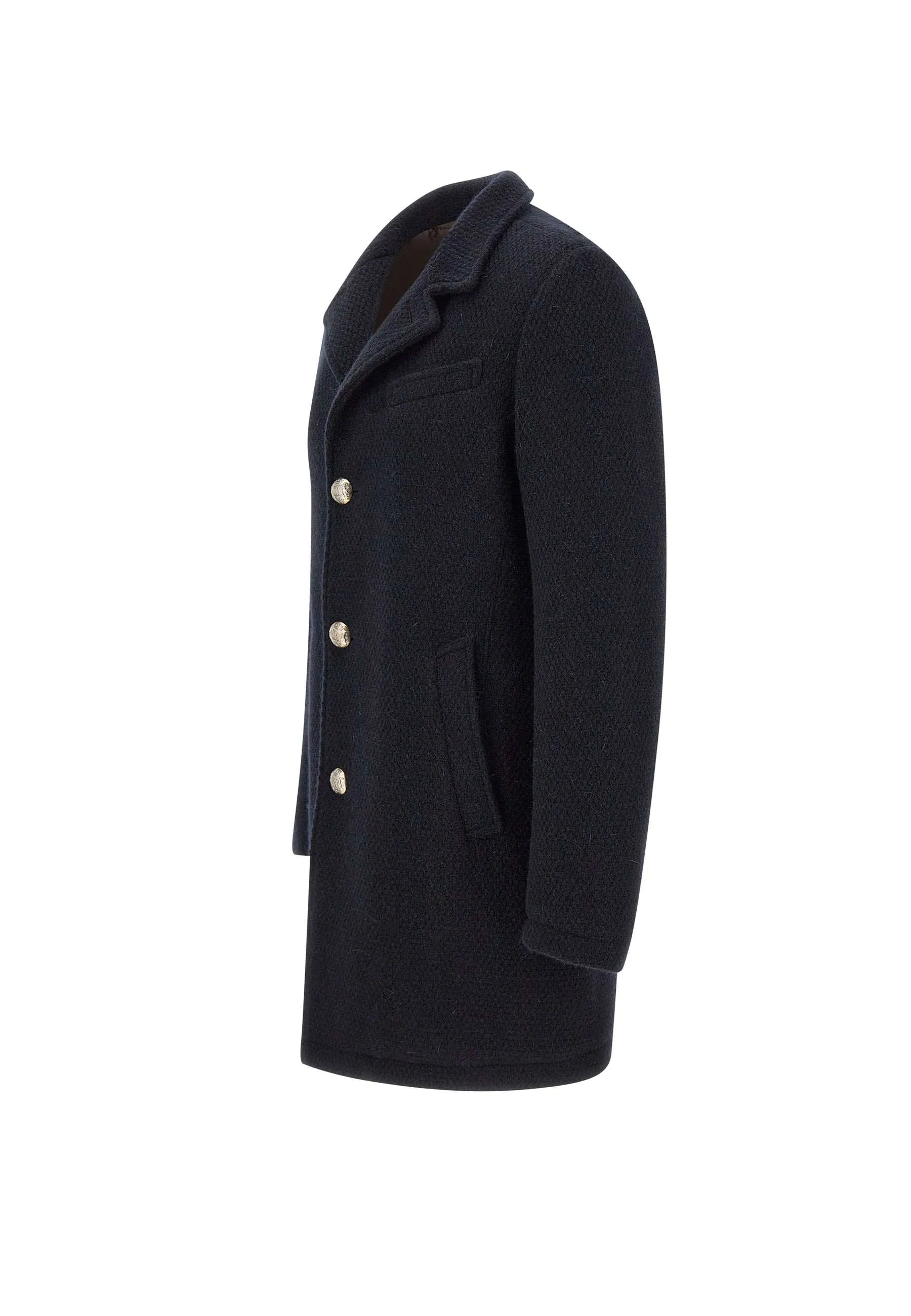 Men's Wool Mohair Coat in Blue