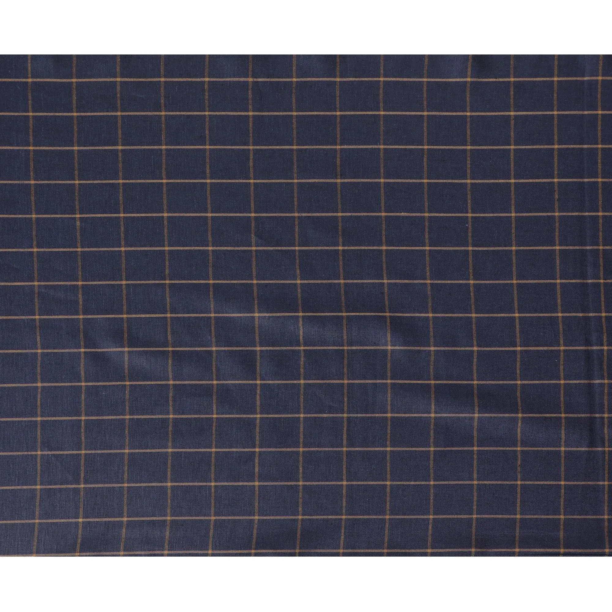 Navy Blue and Golden Striped Wool Blend Fabric - Tailoring and Apparel - 150cm Width-D18583