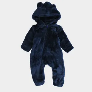 Navy Teddy Fleeced Hooded Onesie