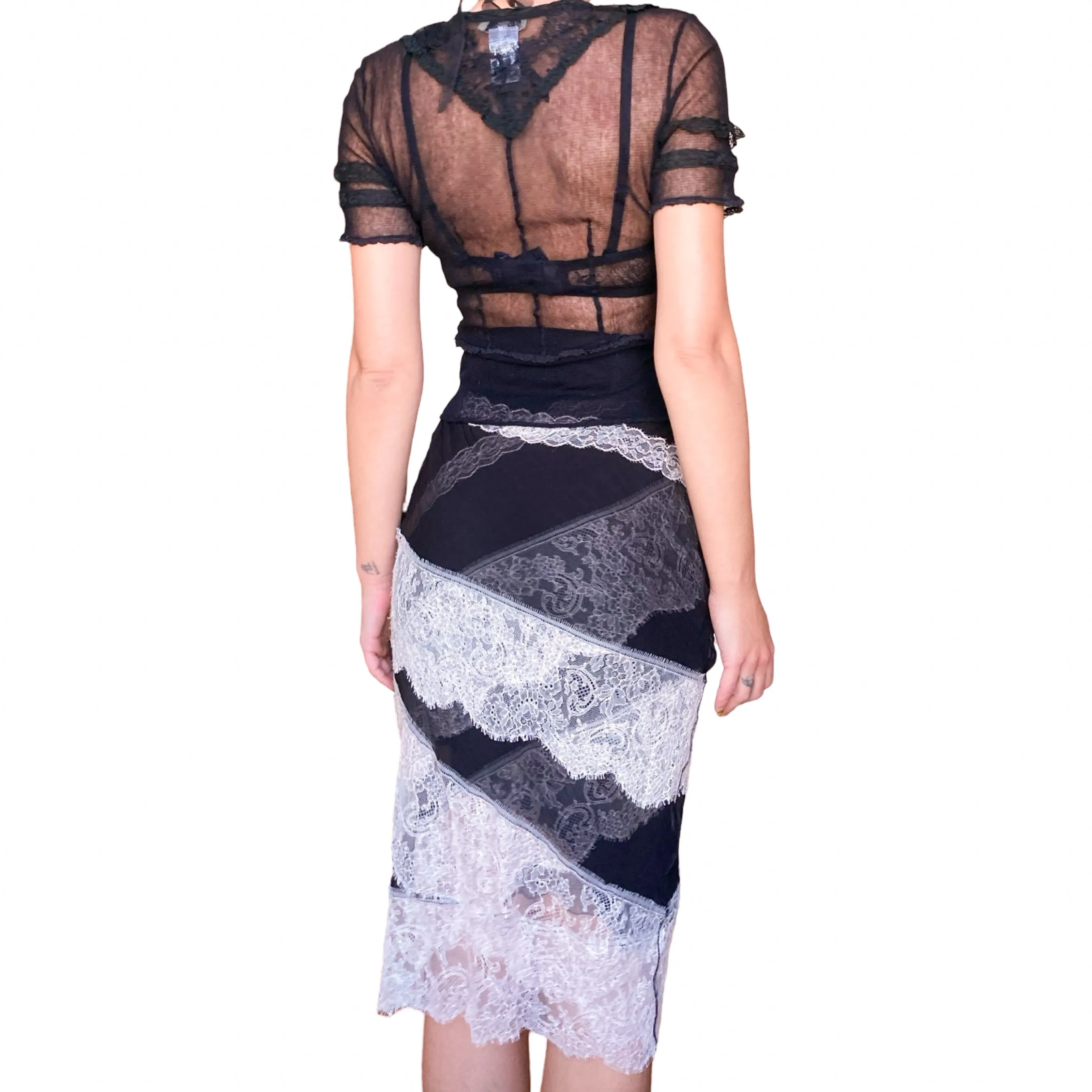 Nina Ricci S/S 2011 silk lace monochrom skirt - Runway