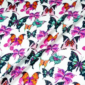 Pink & Orange Butterfly Printed Silk Jacquard