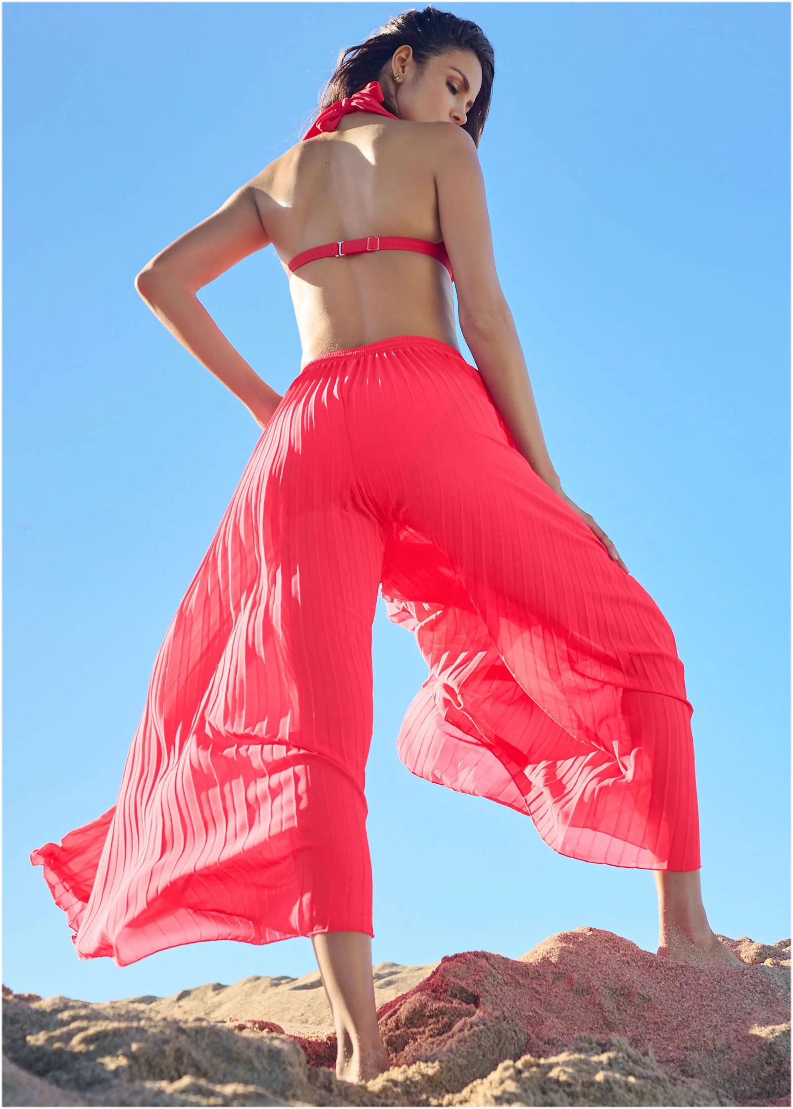 Pleated Cover-Up Pants - Sweet Red