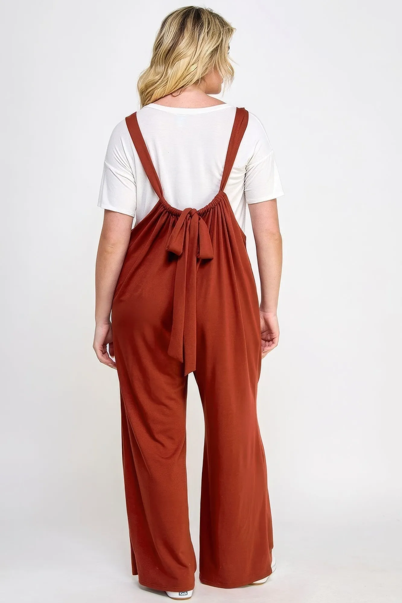 Plus Size Wide Leg Jumpsuit Overalls in French Terry Fabric