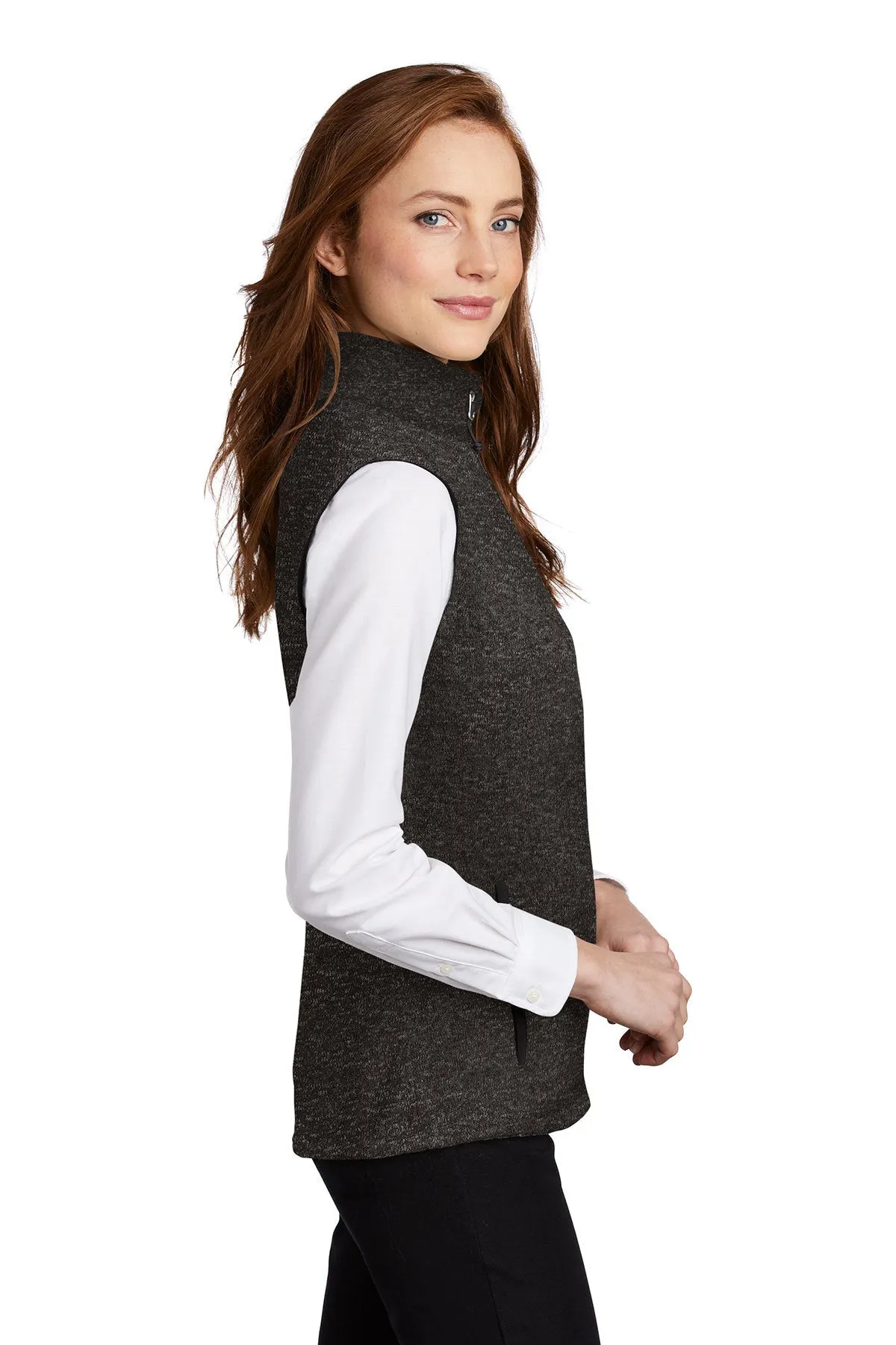 Port Authority Ladies Sweater Vest, Black Heather [Fooda]