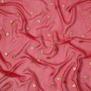 Red Silk Chiffon Fabric with Metallic Lurex, 110 cm Width, Made in South Korea-D21141