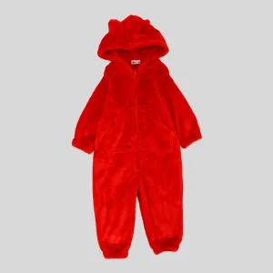 Red Teddy Fleeced Hooded Onesie