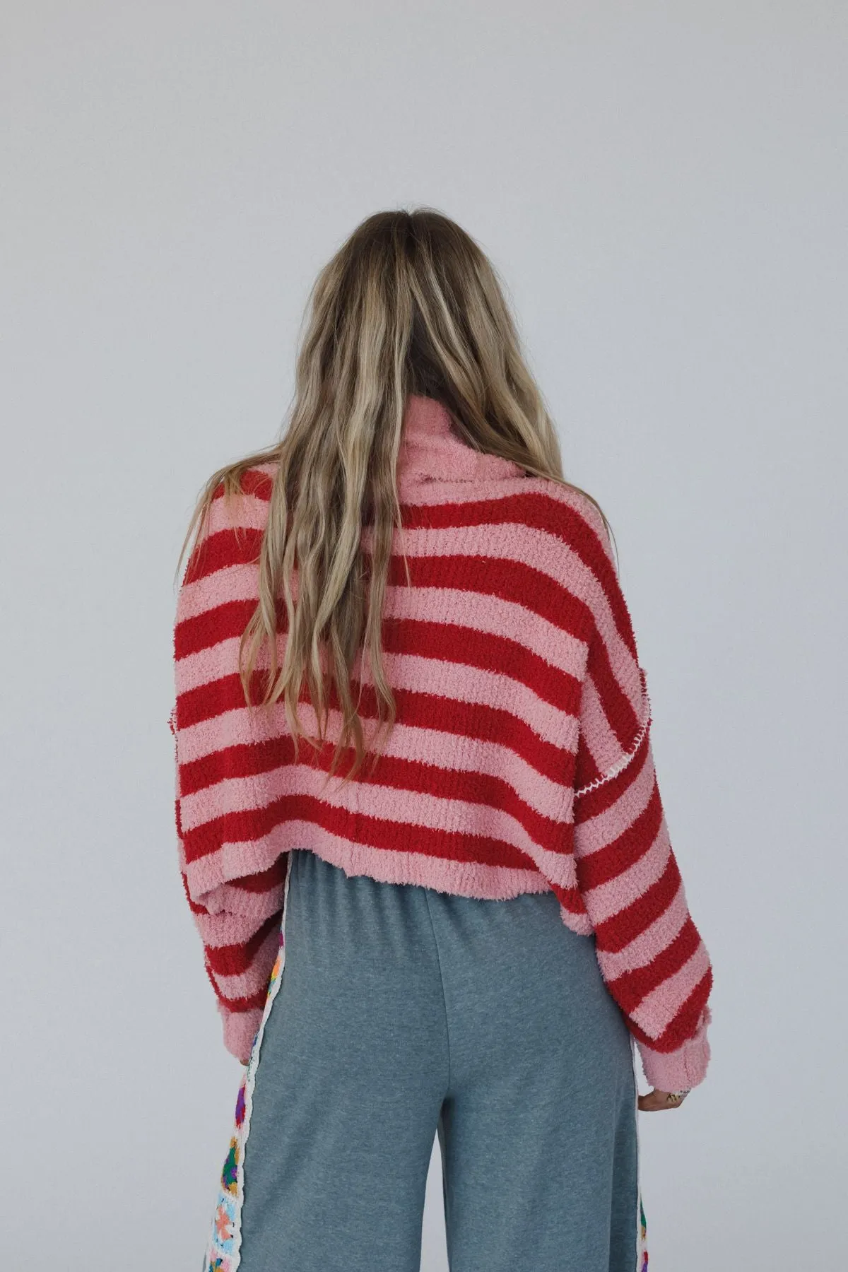 Ruby Striped Turtleneck Top - Coral Multi