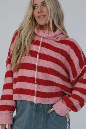 Ruby Striped Turtleneck Top - Coral Multi