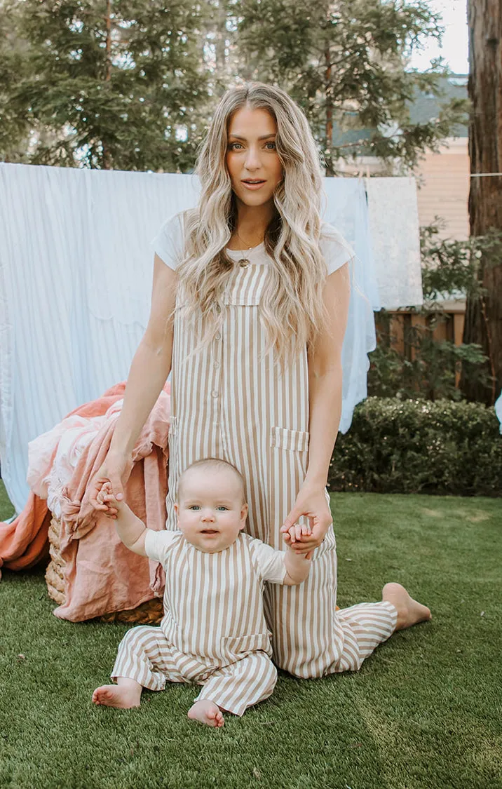 Run Around Jumpsuit ~ Beige Everyday Stripe