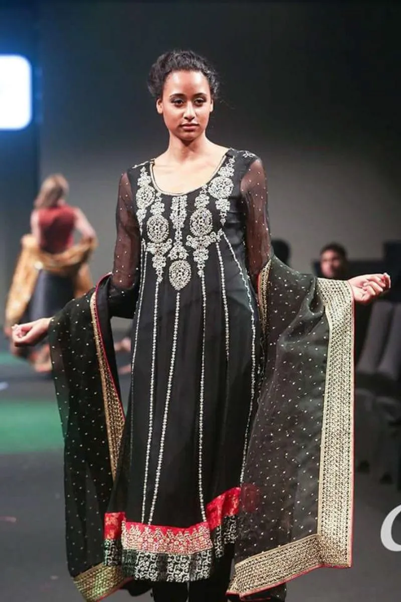 Sadia Aamir - Charcoal  - Grey - Chiffon & Jamawar - 3 Piece