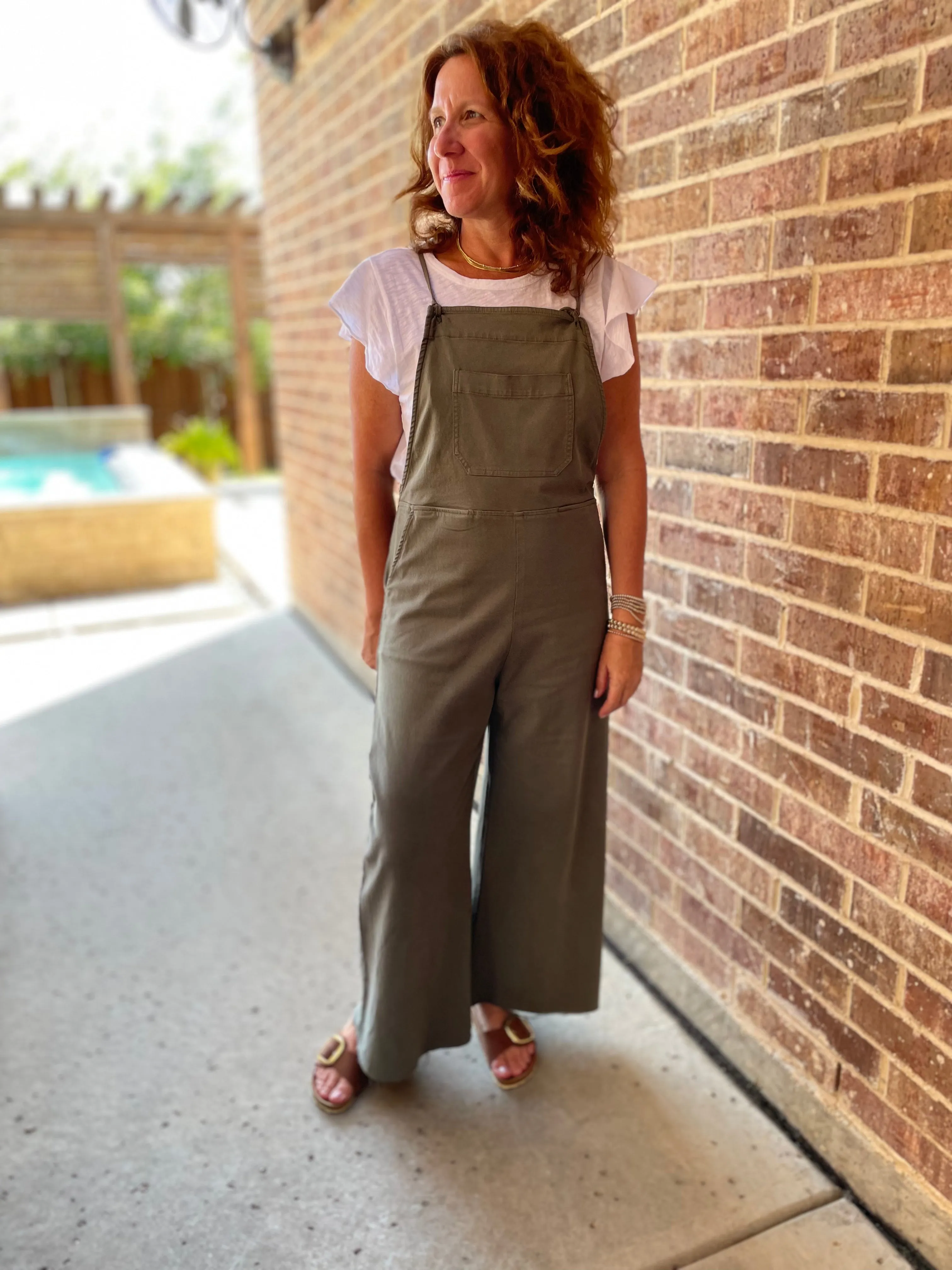 Self Contrast Lanie Overalls in Ivy