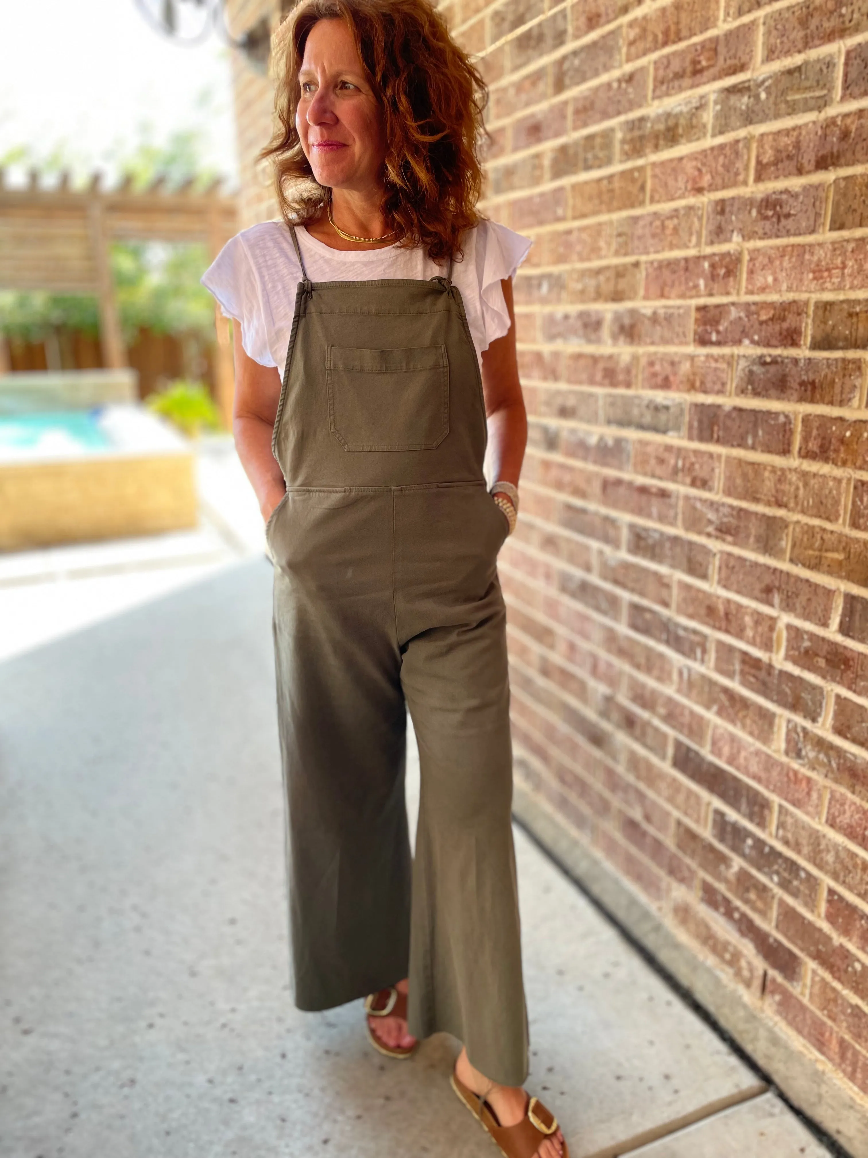 Self Contrast Lanie Overalls in Ivy