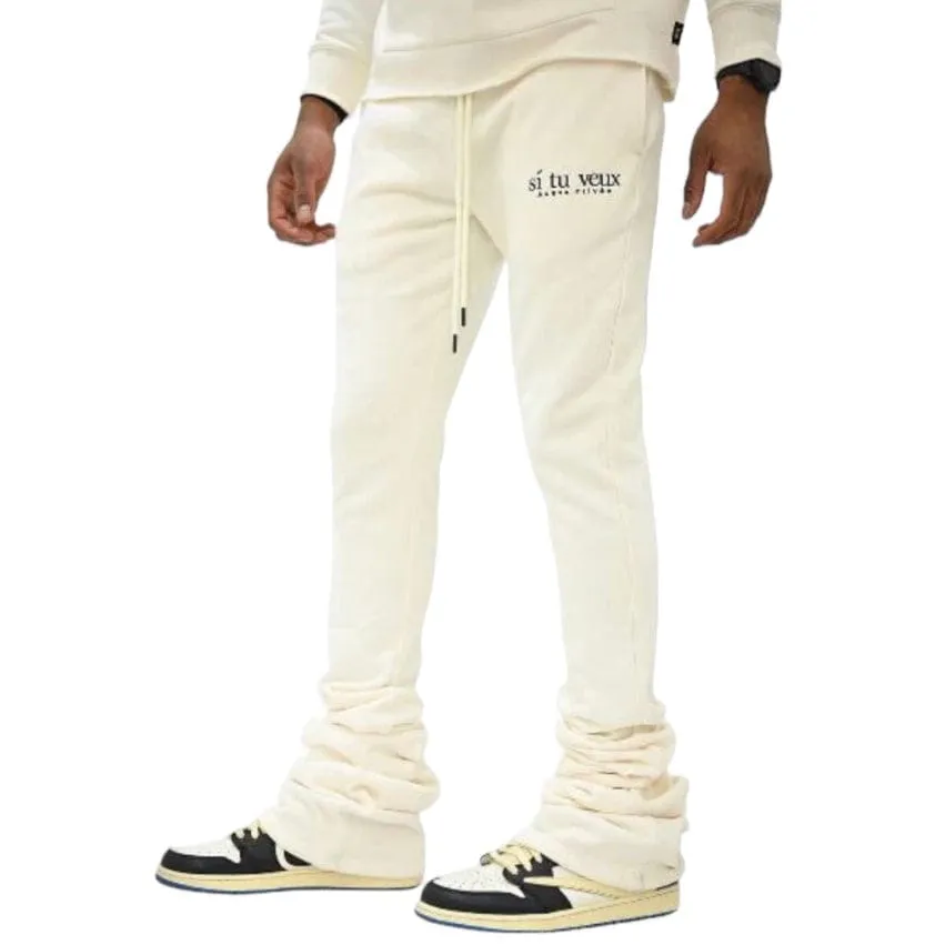 Si Tu Veux Veux Super Stacked Joggers (Ivory) TV0088