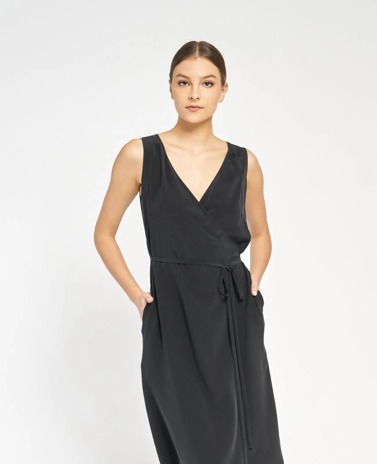 Silk Wrap Tank Dress