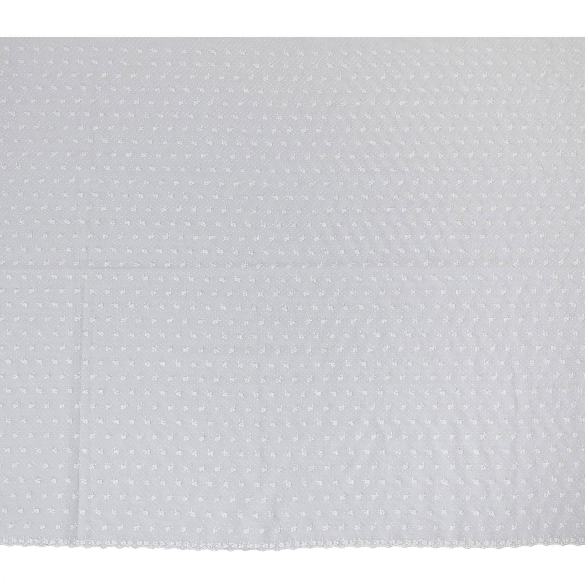 Soft Pearl White Polka Dot and Floral Embroidered Cotton Lawn Fabric, 110 cm Width-D19676