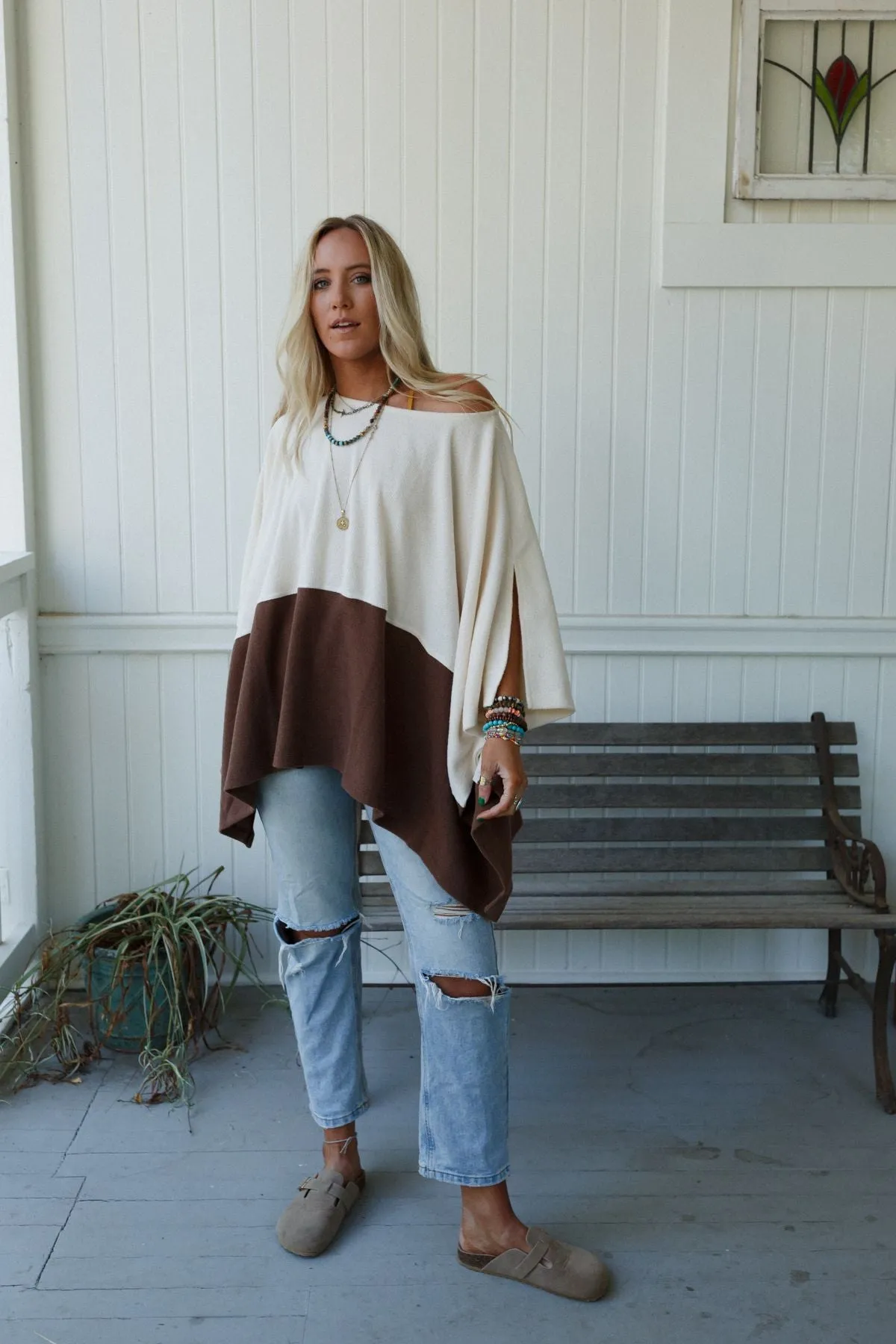 The Nest Lucky Shadow Top - Cream Brown