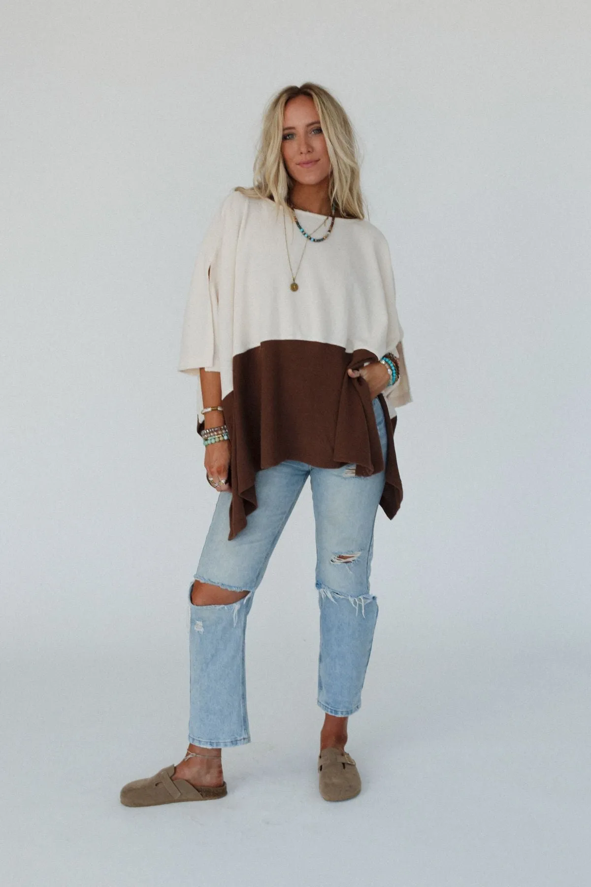 The Nest Lucky Shadow Top - Cream Brown