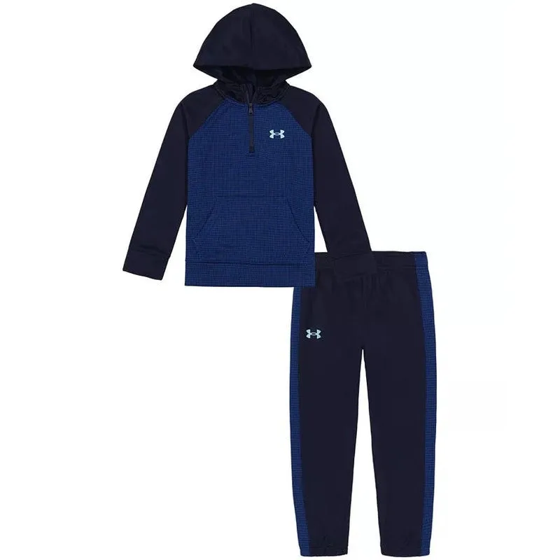 UA Grid Fleece 1/4 Zip Hoody Set Midnight Navy