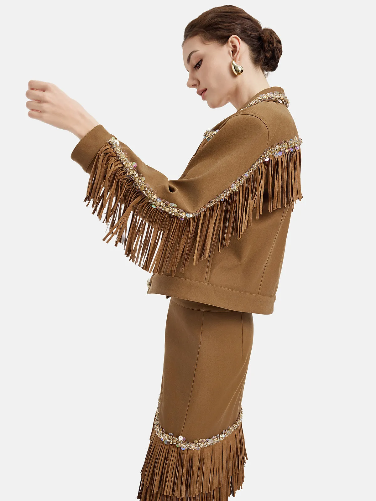 Vintage Brown Suede Fringe Jacket