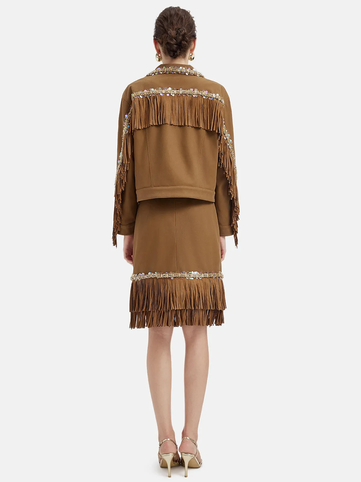 Vintage Brown Suede Fringe Jacket