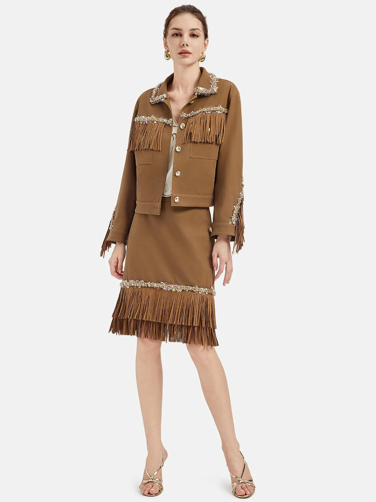 Vintage Brown Suede Fringe Jacket