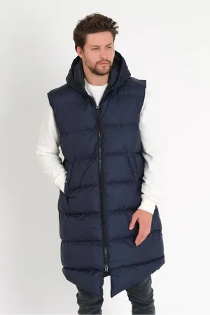 Weyeze Men's Navy Blue Long Puffer Vest