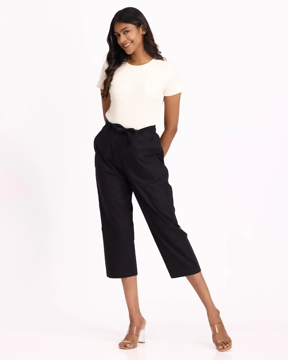 Women Culottes Pants - Black