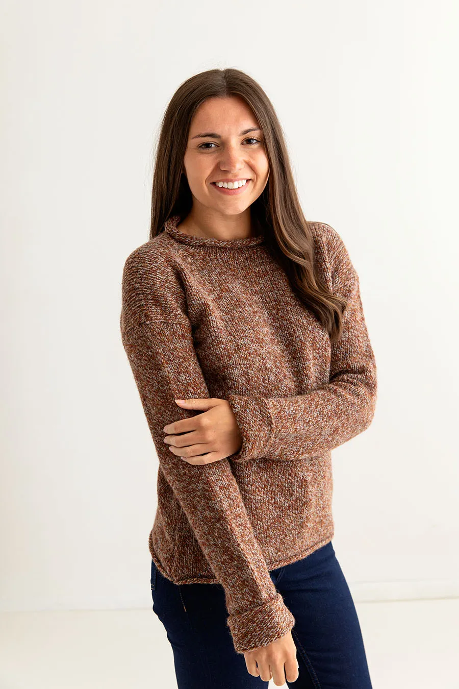 Womens Chunky cuffed jumper - Autumn marl