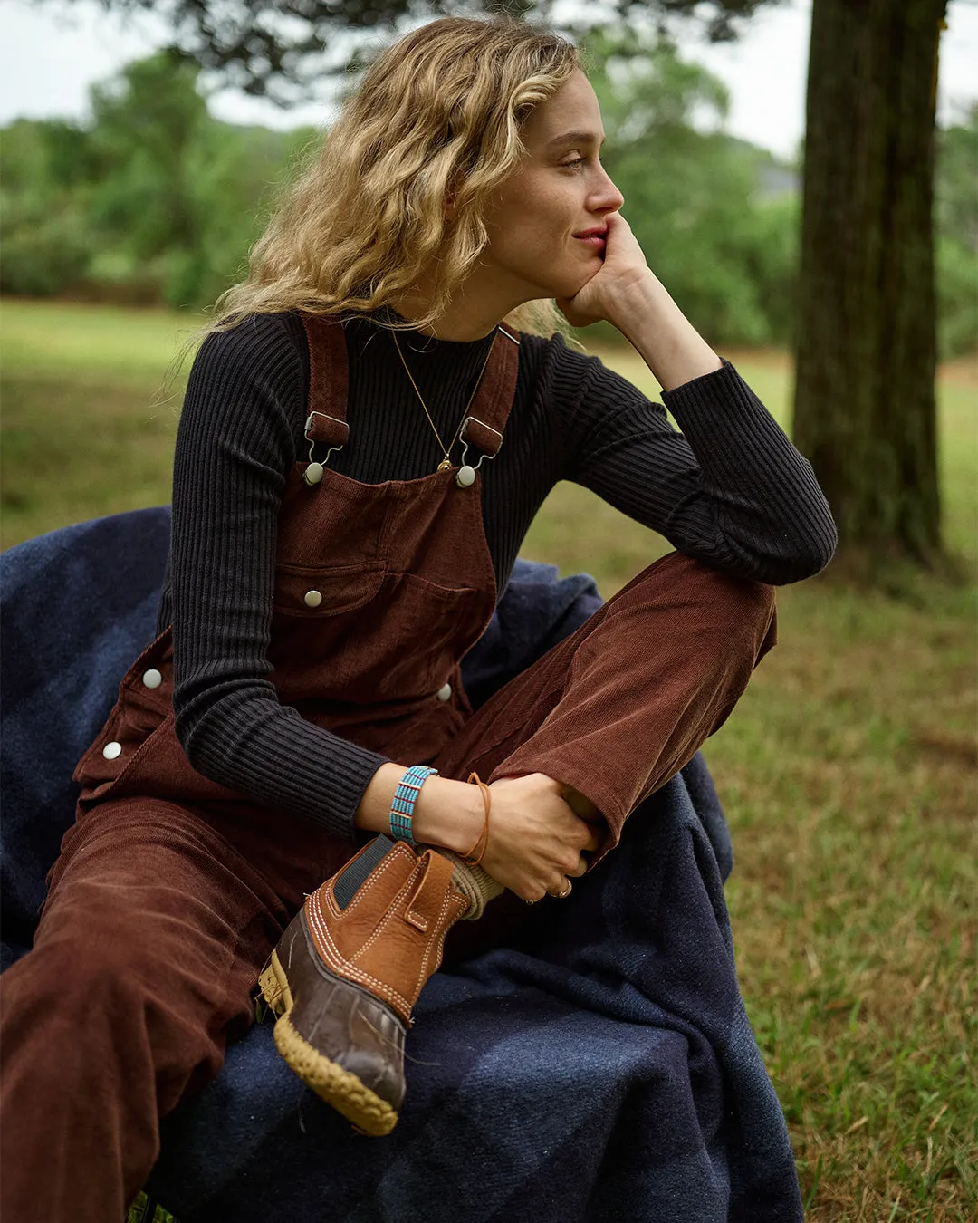 Women's Overalls in Brown Corduroy