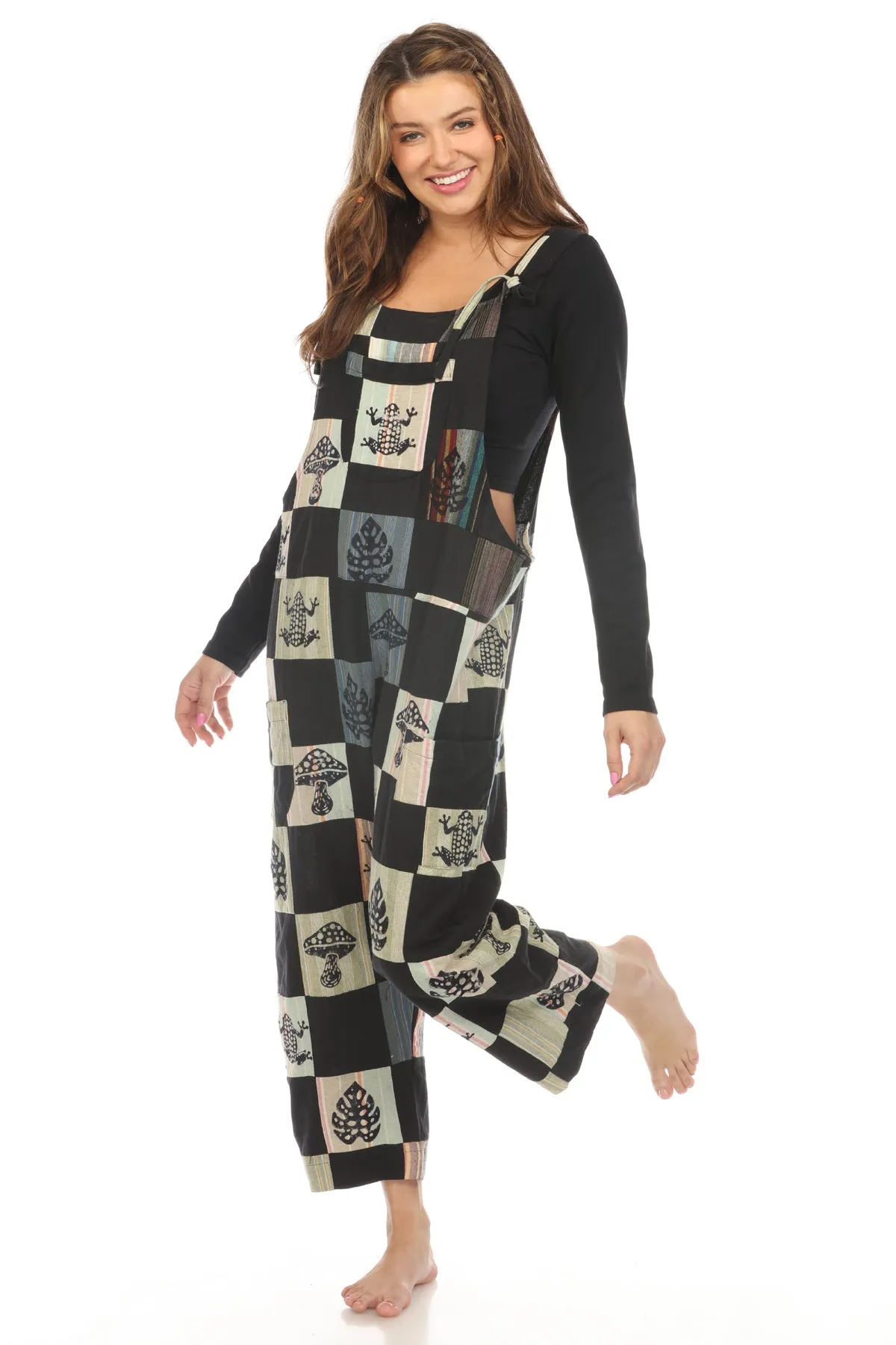 Womens Patchwork Overalls