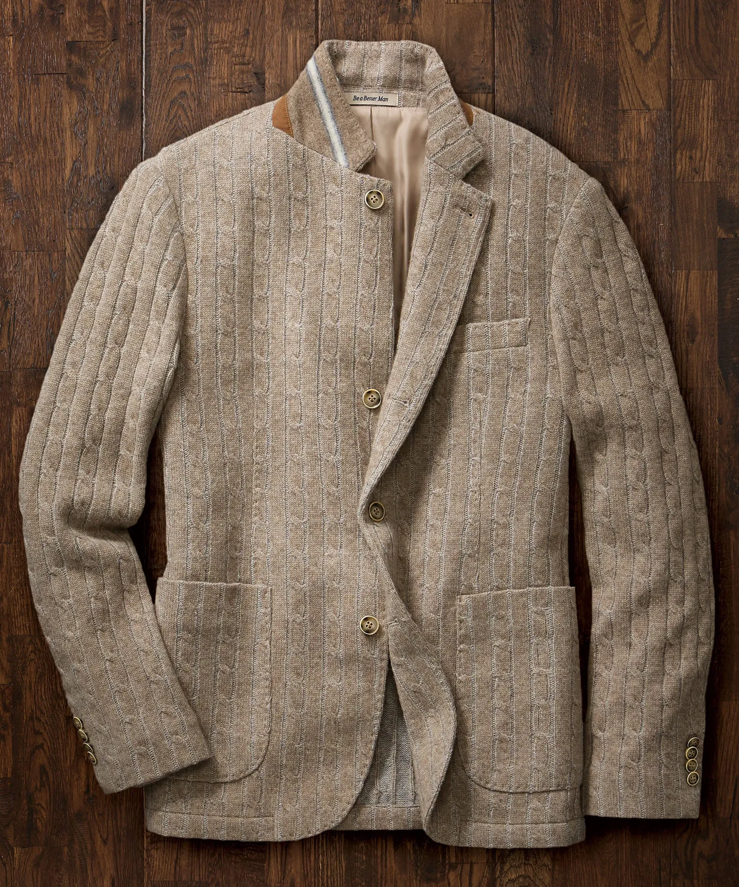 Wool-Cashmere Plaited Cable Blazer