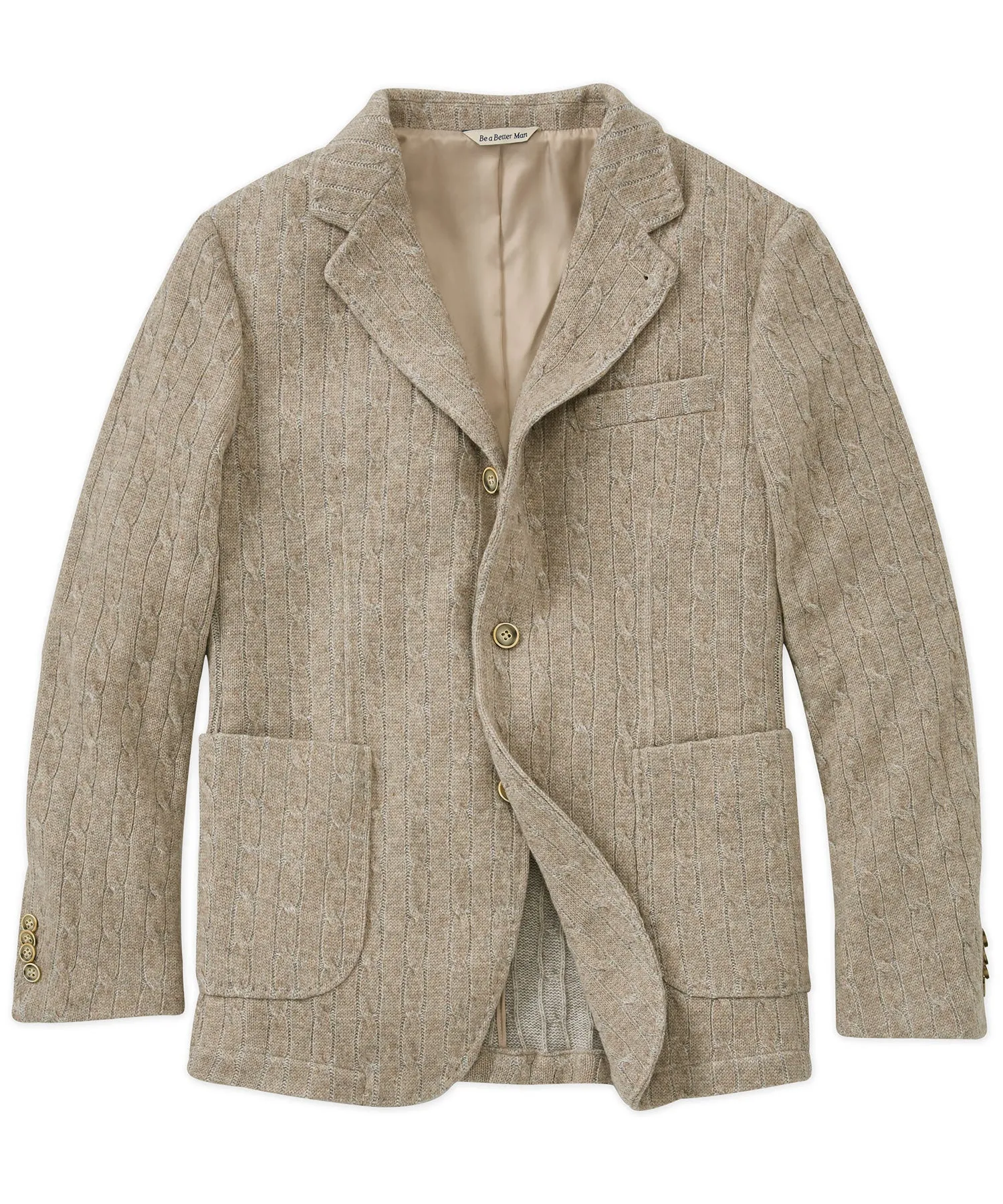 Wool-Cashmere Plaited Cable Blazer